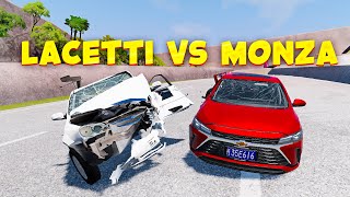 QAYSI MASHINA CHIDAMLIROQ LACETTI VS MONZA CRASH TEST  BeamNGdrive [upl. by Streeto908]