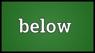 Below Meaning [upl. by Basil]