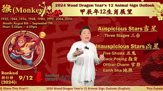 The Monkey  2024 Chinese Zodiac 12 Animal Signs Outlook [upl. by Naelopan]