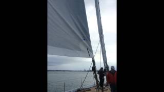 Rolling the staysail on SY Encore [upl. by Helene]