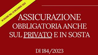 Novità  Assicurazione Auto anche su area privata DL 1842023  CODICE DELLA STRADA [upl. by Otrevlig]