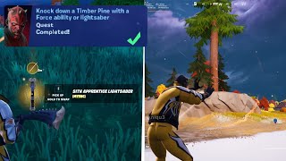 Knock down a Timber Pine with a Force ability or lightsaber in Fortnite [upl. by Eddy]