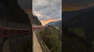 Sunrise on train in the Swiss alps 🚞🇨🇭sunrise train alps [upl. by Sara-Ann]