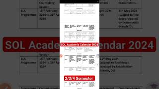 SOL Academic Calendar 2024 For 2nd  4th  6th Semester students  Classes Exams Assessment Etc [upl. by Cavill]