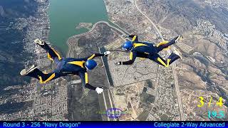 Navy Dragon 2way Advanced 2023 USPA Collegiate National Skydiving Championships [upl. by Anasiul483]