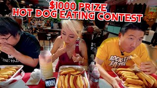 1000 PRIZE HOT DOG EATING CONTEST ft RockstarEater AsianAndyfilms  RainaisCrazy [upl. by Frech]