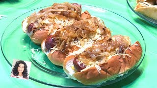 Hot Dog Recipe  Gourmet Hot Dog  How To Caramelize Onions [upl. by Bratton660]