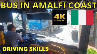 4K Amalfi Coast in bus  Driving Skills  From Positano to Sorrento [upl. by Sanez547]