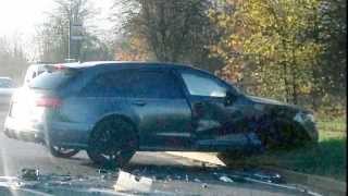 Pictured Wreckage of David Beckhams Audi after smash as he picked up Brooklyn [upl. by Dang]