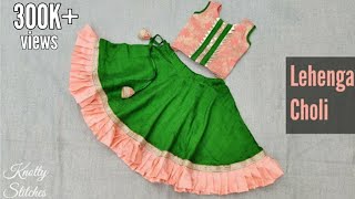 Kids Designer lehenga choli cutting and stitching in hindi  Step by step Tutorial easy method [upl. by Atnomed]