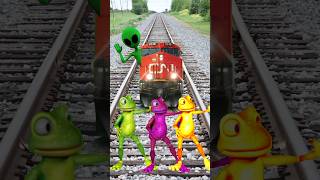 3 different colours dancing frog 🐸 vs funny train driver half new magical train frog vfx trend [upl. by Hennessey]