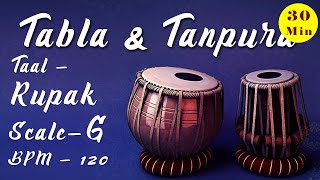 G Scale Tabla amp Tanpura  Taal  Rupak 7  BPM  120 [upl. by Mindi]