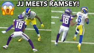 Justin Jefferson vs Jalen Ramsey FULL MATCHUP Rams vs Vikings 2021 highlights  WR vs CB [upl. by Adlihtam801]