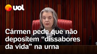 Cármen Lúcia pede para pessoas não depositarem seus dissabores da vida nas eleições veja discurso [upl. by Leatrice]