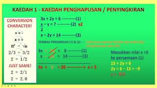 Persamaan serentak menggunakan kaedah penyingkiran memasukkan persamaan dan kalkulator saintifik [upl. by Nana594]