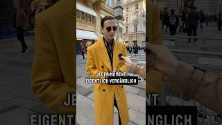 outfitcheck  Stilvoll mit Mantel straßenumfrage wien streetstyle streetinterview mode [upl. by Neelyak]