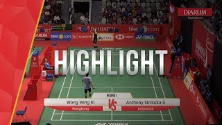 Wong Wing Ki Hongkong VS Anthony Sinisuka Ginting Indonesia [upl. by Chariot]