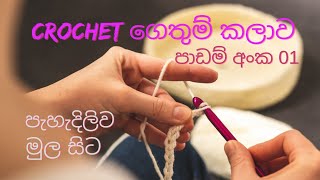 🧶 Crochet ගෙතුම් කලාව මුල සිට සරලව පාඩම් අංක 01  Chain Stitch  Lesson 01 [upl. by Nava675]