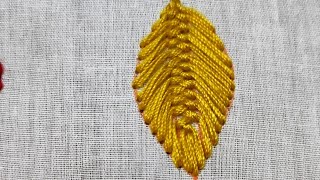 Beautiful Leaf🌿 Stitch Tutorial। Easy leaf embroidery for Beginners [upl. by Ellennej]