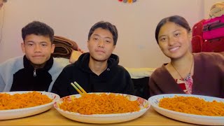 Spicy noodle 🌶️ 🥵 🍜 challenge with vai  Current noodles challenge Anjana Waiba [upl. by Yrrej]