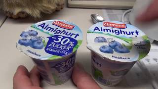 Ehrmann Almighurt mit 30 weniger Zucker  Der Vergleich [upl. by Annoik]