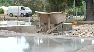 CURING CONCRETE SLABS How we cure our concrete slabs for maximum strength and durability [upl. by Ahsinrat]