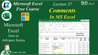 37 How to add Comments in Microsoft Excel MS Excel Free Course learning excel microsoft office [upl. by Hudgens440]