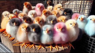 Catch cute chickens colorful chickens rainbow chickens rabbits cute cats ducks guinea pigs [upl. by Euqinwahs35]