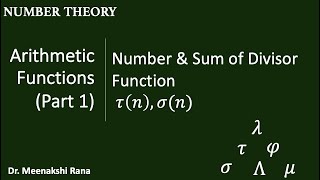 Arithmetic Functions Part1 Sum and Divisor Function [upl. by Furr483]