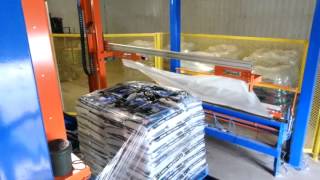 Solutech automatic rotary arm stretch wrapper with incycle top sheet dispenser [upl. by Diella]