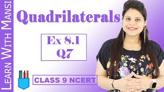 Class 9 Maths  Chapter 8  Exercise 81 Q7  Quadrilaterals  NCERT [upl. by Ardnasirhc]