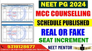 NEET PG 2024 ll MCC Tentative Counseling Schedule Real or Fake neetpg2024 neetmentor Latest Update [upl. by Akihsal]