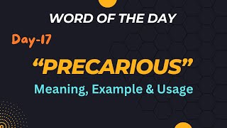 Precarious meaning usage amp example wordmeaning [upl. by Pasahow]