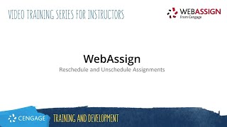 WebAssign Rescheduling and Unscheduling an Assignment [upl. by Bail]