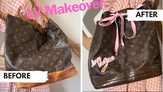 LV Louis Vuitton DIY Noe handbag Before amp After Makeover 👜❤️❤️❤️❤️ [upl. by Engenia812]