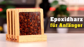 Epoxidharz als Anfänger  Untersetzer mit Kaffebohnen DIY [upl. by Halbeib]