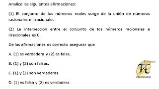 Afirmaciones sobre conjuntos numéricos 3  Examen de Admisión Universidad Nacional de Colombia [upl. by Guthry328]