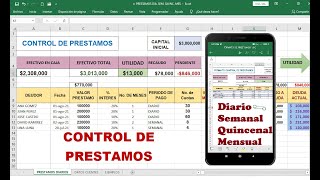 Control de Prestamos en Excel pagos Diarios Semanal quincenal y Mensual PRESTAMISTA INFORMAL [upl. by Nilre]