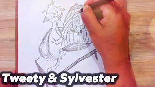 How to draw Tweety Bird and Sylvester  ArtNEST 24 [upl. by Yellehs]