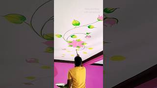 Ceiling design painting🎨flower painting on ceilingshortvideo shorts painting [upl. by Festus]