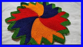 ३० फंदे से बनाए कलियों वाला पायदान एकदम आसान तरीके से knitting Paydan  door mat NILIMACREATION18 [upl. by Eerot]