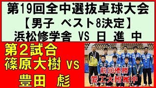 【卓球】全国中学選抜卓球大会 2018 ベスト8決定 篠原大樹浜松修学舎 vs 豊田 彪日進中② [upl. by Malkah]