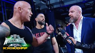 The Rock curses out Triple H following Cody Rhodes altercation WrestleMania XL Kickoff [upl. by Dlorad]