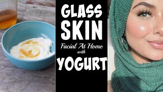 Glass Skin Facial At Home With Yogurt [upl. by Kcirrez518]