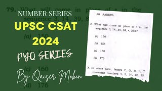 314 39 84  258  number series UPSC CSAT PYQ SERIES 2024 CSAT full course [upl. by Rolandson]