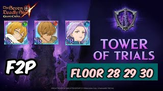 NEW TOWER OF TRIALS FLOOR 28 29 30 F2P FRIENDLY EZ PZ  7DS GRAND CROSS [upl. by Attey]