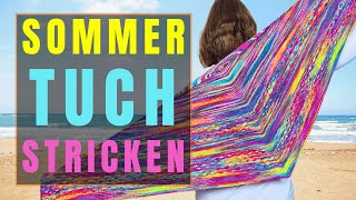 Stricktutorial Dreieckstuch in Knallfarben aus Sockenwolle 🌞🧶 [upl. by Melisent]