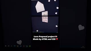 Love Proposal Project 😍 Made By html and css ❤️ viralshorts shorts [upl. by Pelmas]