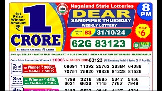 🔴LIVE Nagaland Lottery Result Today 8PM 31102024 Dear Sandpiper Thursday [upl. by Anaehs82]