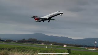 Loganair embraer 145 takeoff at City of derry airport [upl. by Ydiarf]